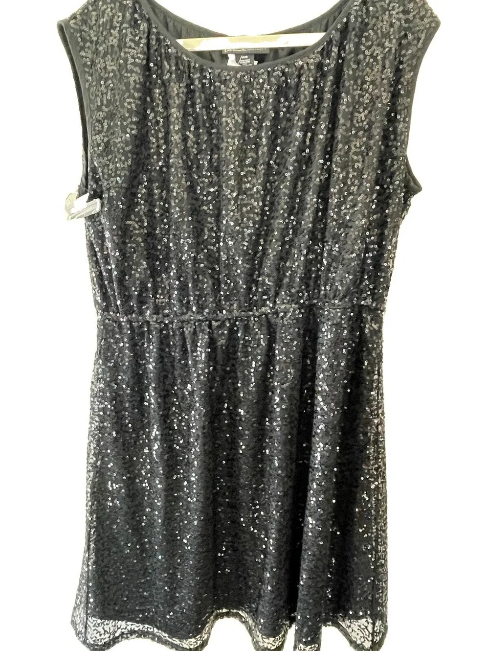 LANE BRYANT DRESS PLUS SZ 14/16 BLACK SEQUINS SLEEVELESS EVENING COCKTAIL PARTY